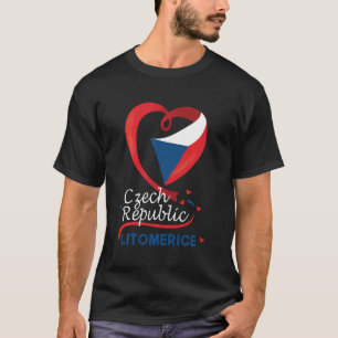 Litomerice Czech Republic Heart Flag Lion Coat Of  T-Shirt