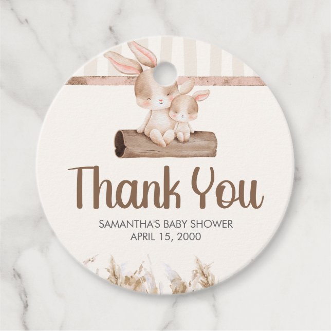 Litte Bunny Baby Shower Favour Tags (Front)