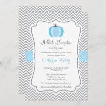Litte Pumpkin Fall Baby Shower Invitation, Boy