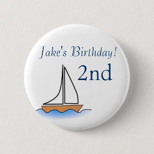 Litte Sailboat Nautical Birthday 6 Cm Round Badge