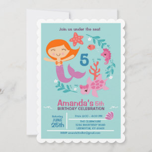Littel Mermaid Birthday Party Invitation