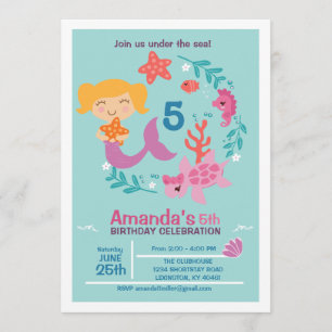 Littel Mermaid Birthday Party Invitation