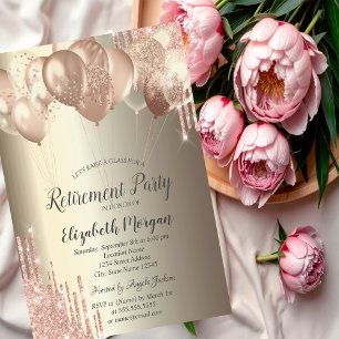 litter Drips Balloons Champagne Retirement Invitation