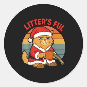 Litter’s Full Cat Christmas Costume Tired Litter’s Classic Round Sticker