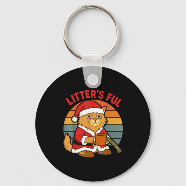 Litter’s Full Cat Christmas Costume Tired Litter’s Key Ring (Front)