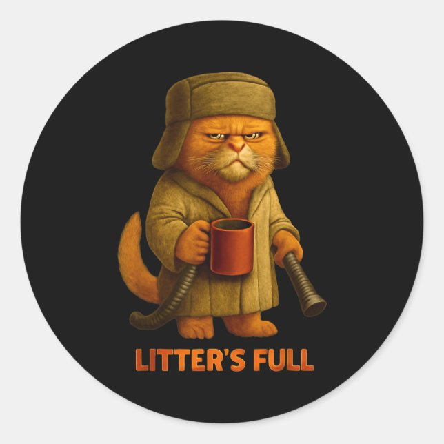 Litter’s Full Cat Parody Tee  Classic Round Sticker (Front)