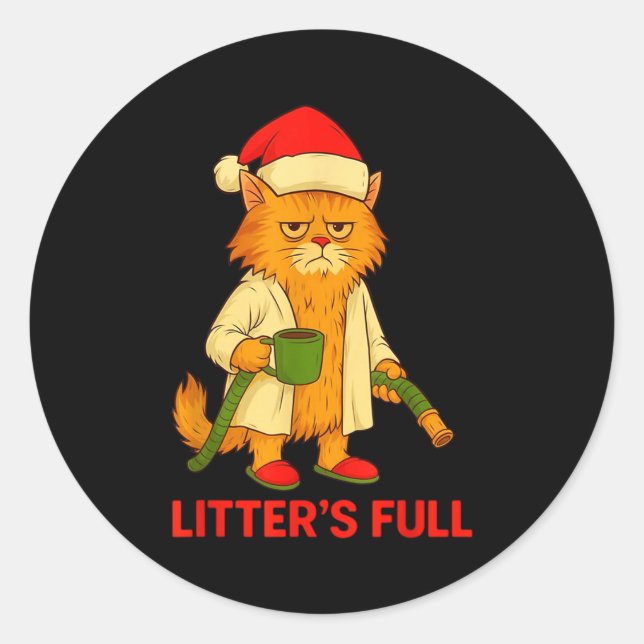 Litter’s Full Cat Parody Tee  Classic Round Sticker (Front)