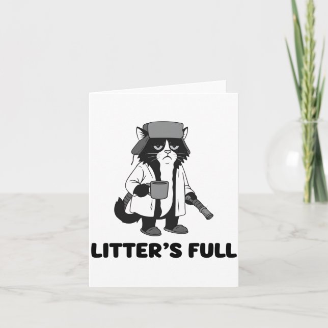 Litter’s Full Funny Cat Christmas Humor Quote Long Card (Front)