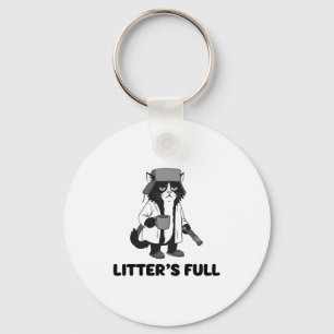 Litter’s Full Funny Cat Christmas Humor Quote Long Key Ring