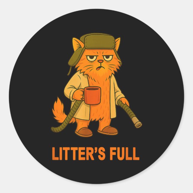 Litter’s Full Funny Cat Lover Feline Humor Christm Classic Round Sticker (Front)