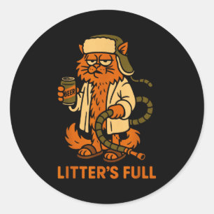Litter’s Full Funny Cat Lovers Christmas Xmas  Classic Round Sticker