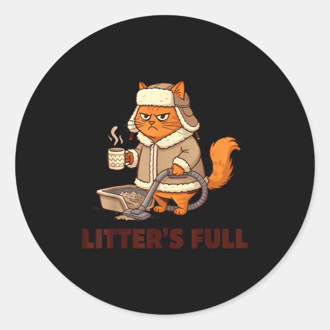Litter’s Full Funny Cat Lovers Christmas Xmas  Classic Round Sticker (Front)