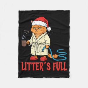 Litter’s Full Funny Cat Lovers Christmas Xmas Fleece Blanket