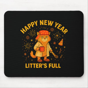 Litter’s Full Funny Cat Lovers Happy New Year Mouse Mat