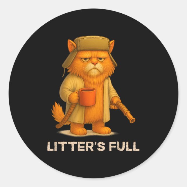 Litter’s Full Funny Cat Parody Lovers Christmas Xm Classic Round Sticker (Front)