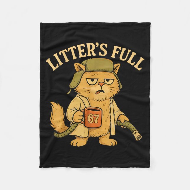 Litter’s Full Funny Six Seven 67 Meme Cat Lovers C Fleece Blanket (Front)
