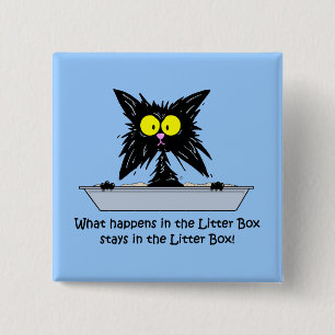 Litterbox Cat 15 Cm Square Badge