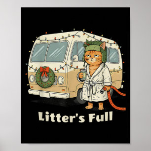Litter's Full Christmas Cat, Funny Christmas Kitty Poster
