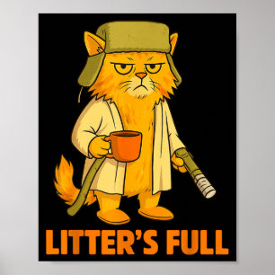 Litter's Full Christmas Cat, Funny Christmas Kitty Poster