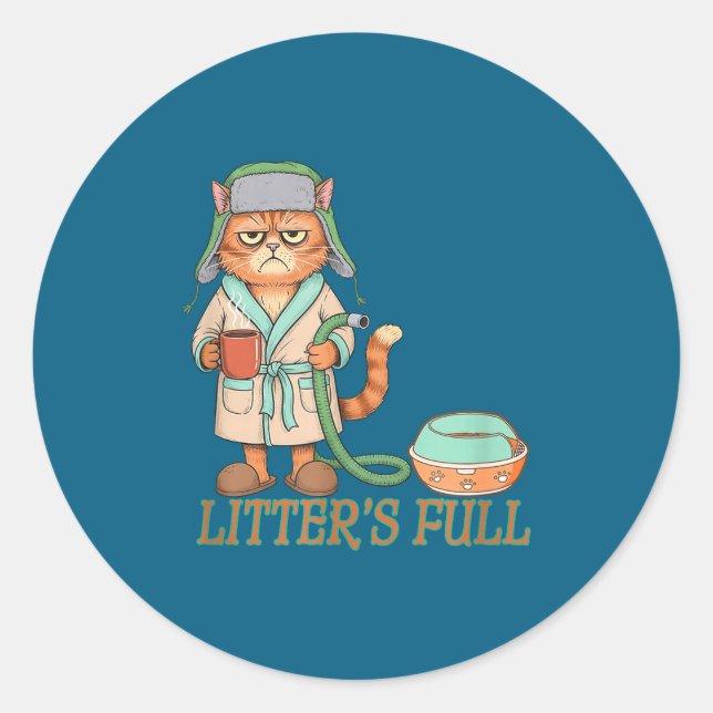 Litters Full Funny Cat Lovers Christmas Funny Gift Classic Round Sticker (Front)