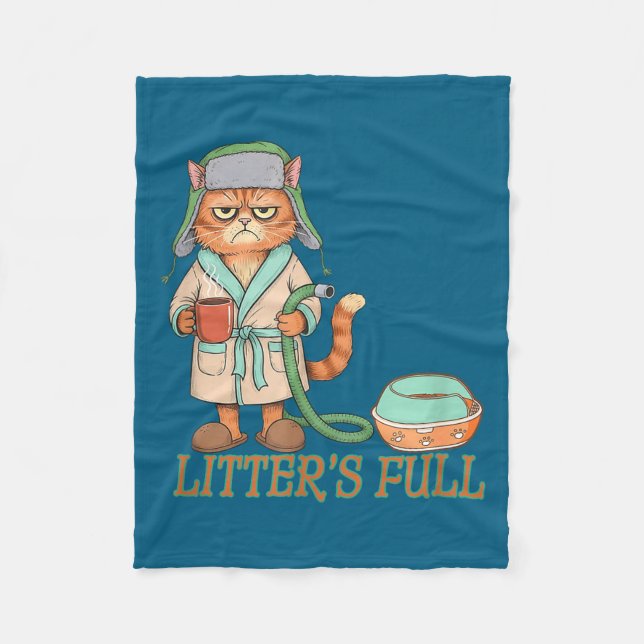 Litters Full Funny Cat Lovers Christmas Funny Gift Fleece Blanket (Front)