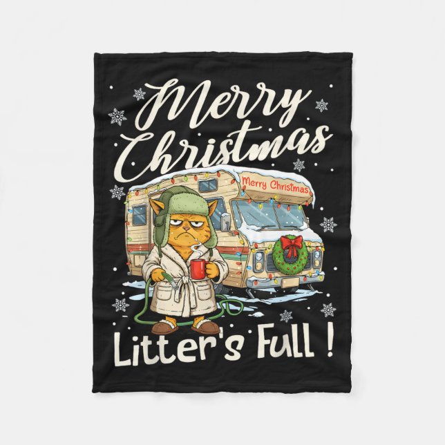 Litter's Full Funny Cat Parody Outfit Sarcastic Ch Fleece Blanket (Front)