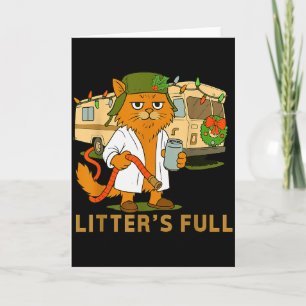 Litters Full Funny Cat With Hose And Drink  Card