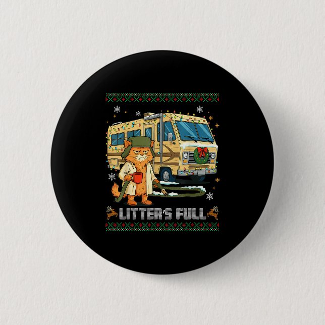 Litter's Full Funny Silly Cat Holding Coffee Meme  6 Cm Round Badge (Front)