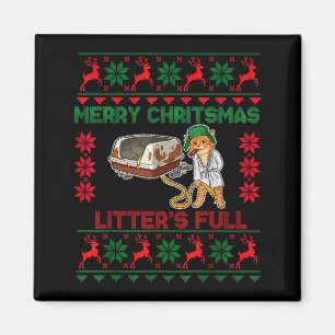 Litter's Full Merry Christmas Funny Cat Lover Ugly Magnet