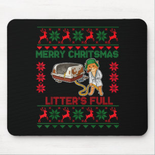 Litter's Full Merry Christmas Funny Cat Lover Ugly Mouse Mat