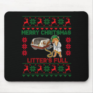 Litter's Full Merry Christmas Funny Cat Lover Ugly Mouse Mat
