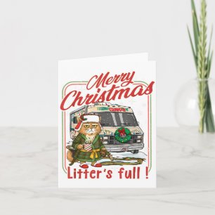 Litter's Full Merry Christmas Funny Cat Lovers Hol Card