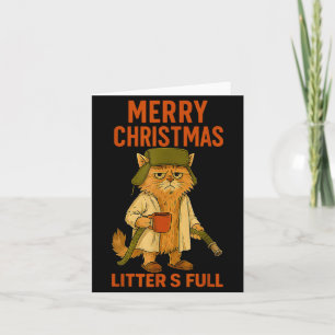 Litter's Full Merry Christmas Funny Cat Lovers Hol Card