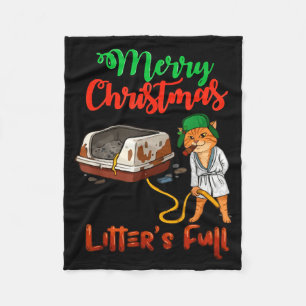 Litter's Full Merry Christmas Funny Cat Lovers Hol Fleece Blanket