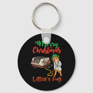 Litter's Full Merry Christmas Funny Cat Lovers Hol Key Ring