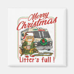 Litter's Full Merry Christmas Funny Cat Lovers Hol Magnet