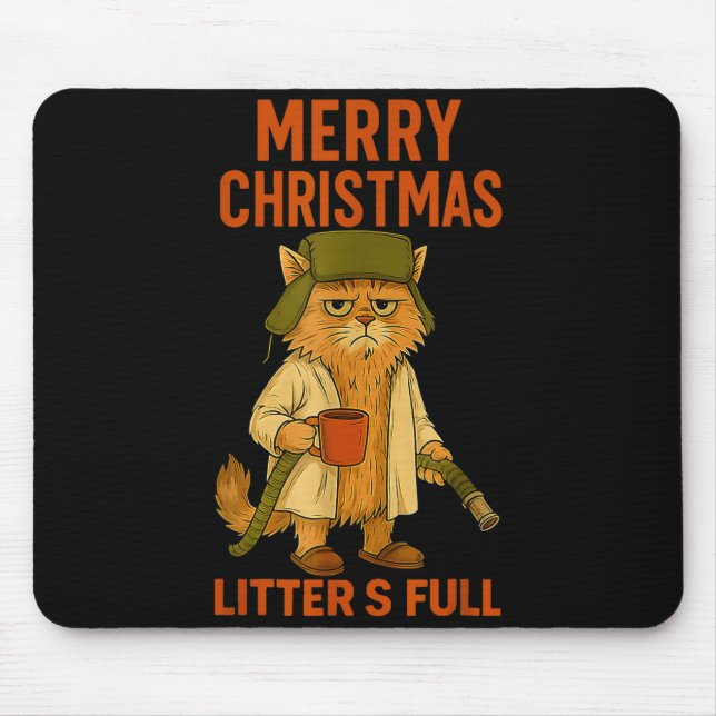 Litter's Full Merry Christmas Funny Cat Lovers Hol Mouse Mat (Front)