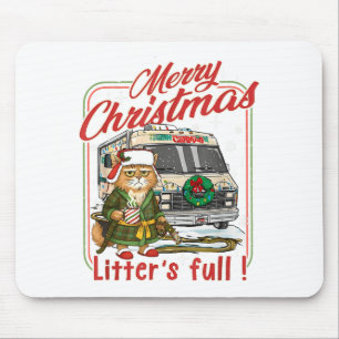 Litter's Full Merry Christmas Funny Cat Lovers Hol Mouse Mat