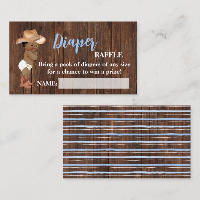 Little AA Cowboy Diaper Raffle Ticket Baby Shower (Front/Back)