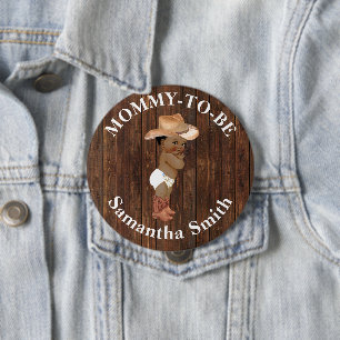 Little AA Cowboy Western Baby Shower Mum to be 10 Cm Round Badge