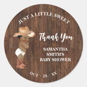 Little AA Cowboy Western Baby Shower Thank You Classic Round Sticker