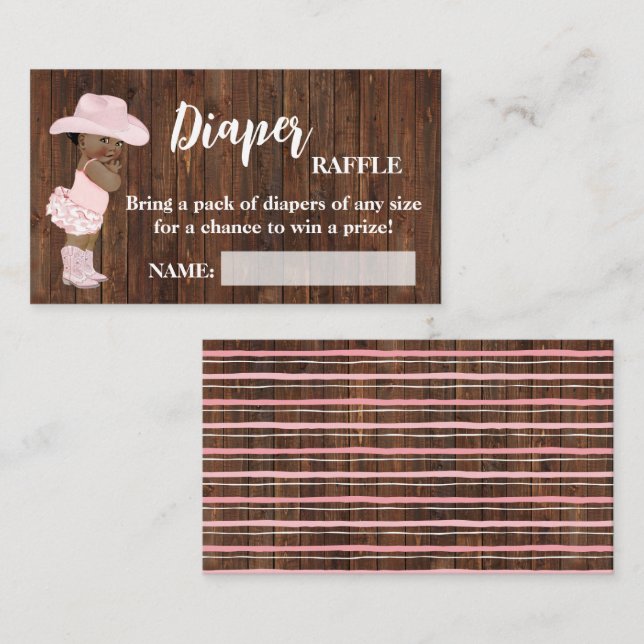 Little AA Cowgirl Diaper Raffle Ticket Baby Shower (Front/Back)