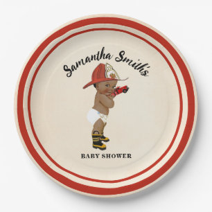 Little AA Firefighter Baby Shower Paper Plates