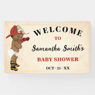 Little AA Firefighter Welcome Baby Shower Banner