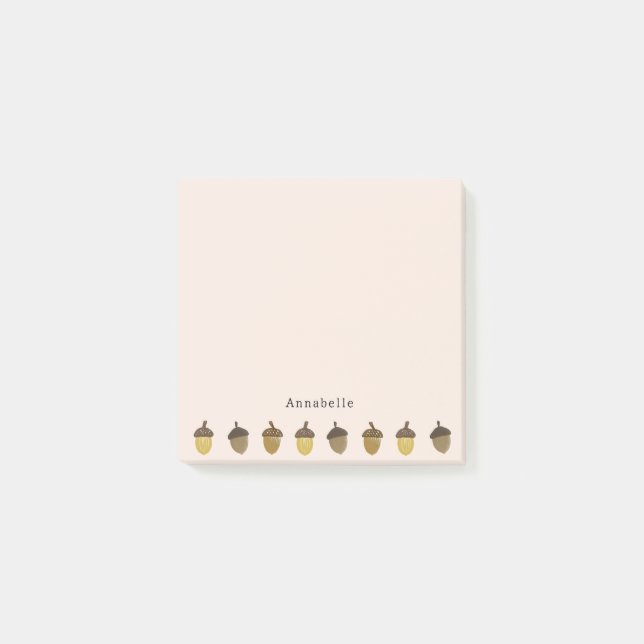 Little Acorns With Personalised Name Post-it Notes (Front)