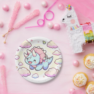 Little Adorable Dinosaur Baby Shower Paper Plate