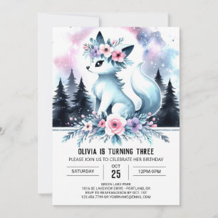 Little Adorable Wolf Birthday Invitation