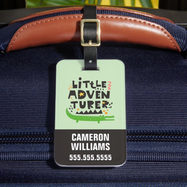 Little Adventurer Alligator Luggage Tag (Front Insitu 2)