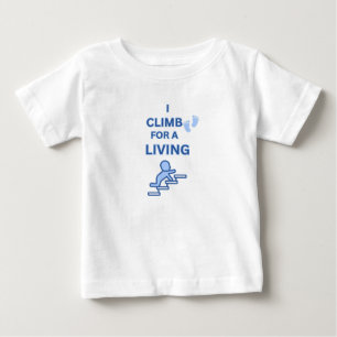 LITTLE ADVENTURER,I CLIMB WHITE SKY BLUE BABY BOY T-Shirt