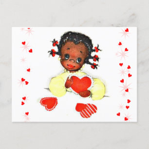 Little African American Girl Vintage Valentine Postcard